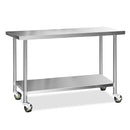 Cefito 430 Stainless Steel Kitchen Benches Work Bench Food Prep Table with Wheels 1524MM x 610MM - RnR Galore