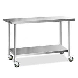 Cefito 430 Stainless Steel Kitchen Benches Work Bench Food Prep Table with Wheels 1524MM x 610MM - RnR Galore