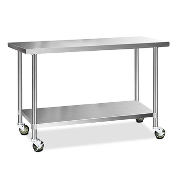 Cefito 430 Stainless Steel Kitchen Benches Work Bench Food Prep Table with Wheels 1524MM x 610MM - RnR Galore