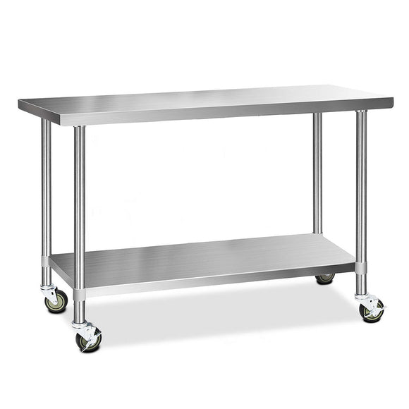 Cefito 430 Stainless Steel Kitchen Benches Work Bench Food Prep Table with Wheels 1524MM x 610MM - RnR Galore