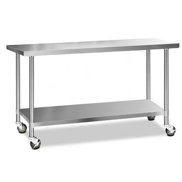 Cefito 430 Stainless Steel Kitchen Benches Work Bench Food Prep Table with Wheels 1829MM x 610MM - RnR Galore