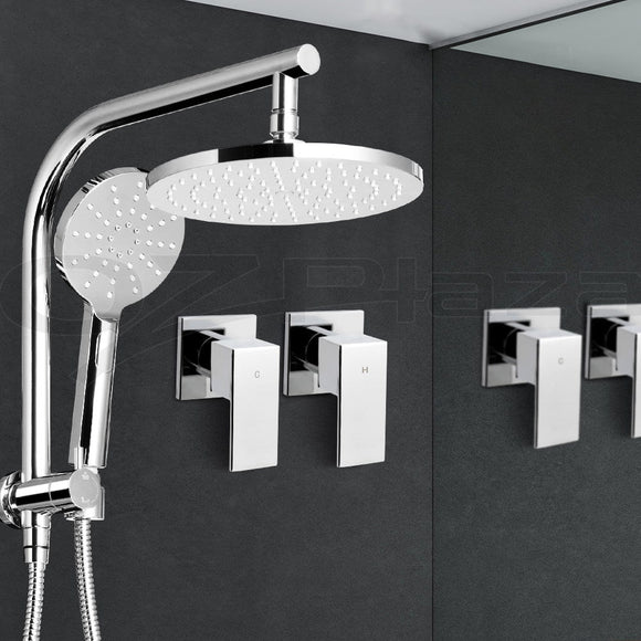 Cefito 9'' Rain Shower Head Set Handheld Round High Pressure Twins Tap�Chrome - RnR Galore