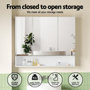 Cefito Bathroom Mirror Cabinet Medicine Adjustable Shelves Wall Hung 900x750mm White - RnR Galore