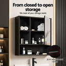 Cefito Bathroom Mirror Cabinet Mirrored Medicine Adjustable Shelf Wall Mounted 560mm Black - RnR Galore
