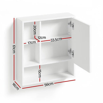 Cefito Bathroom Mirror Cabinet Mirrored Medicine Adjustable Shelf Wall Mounted 560mm White - RnR Galore