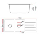 Cefito Kitchen Sink 116x50cm Granite Stone Sink Double Bowl White - RnR Galore
