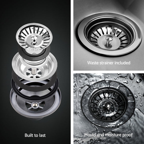Cefito Kitchen Sink 61X43CM Stainless Steel Basin Single Bowl Black Drain Basket - RnR Galore
