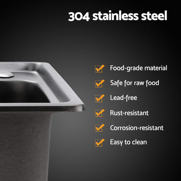 Cefito Kitchen Sink 61X43CM Stainless Steel Basin Single Bowl Black Drain Basket - RnR Galore