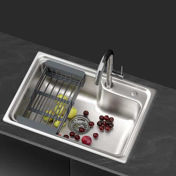 Cefito Kitchen Sink 61X43CM Stainless Steel Basin Single Bowl Silver Drain Basket - RnR Galore