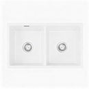 Cefito Kitchen Sink 77x45cm Granite Stone Sink Double Bowl White - RnR Galore