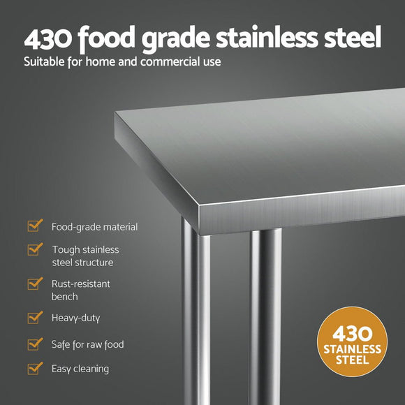 Cefito Stainless Steel Kitchen Benches Work Bench 910x610mm 430 - RnR Galore