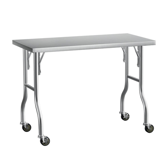Cefito Stainless Steel Kitchen Benches Work Bench Wheels 122X61CM 430 - RnR Galore