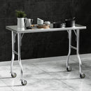 Cefito Stainless Steel Kitchen Benches Work Bench Wheels 122X61CM 430 - RnR Galore