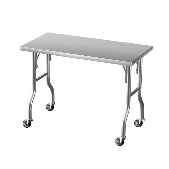 Cefito Stainless Steel Kitchen Benches Work Bench Wheels 122X61CM 430 - RnR Galore