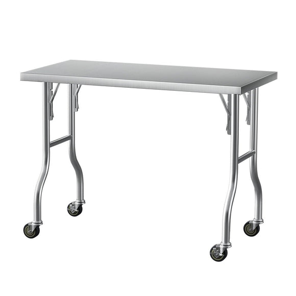Cefito Stainless Steel Kitchen Benches Work Bench Wheels 122X61CM 430 - RnR Galore
