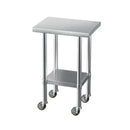 Cefito Stainless Steel Kitchen Benches Work Bench Wheels 61X46CM 430 - RnR Galore