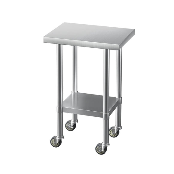 Cefito Stainless Steel Kitchen Benches Work Bench Wheels 61X46CM 430 - RnR Galore