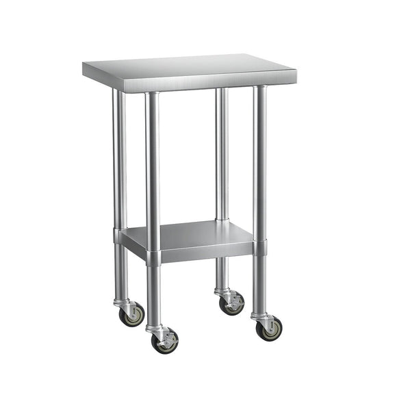 Cefito Stainless Steel Kitchen Benches Work Bench Wheels 61X46CM 430 - RnR Galore