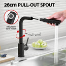 Cefito Stainless Steel Sink 44x44CM With Pull Out Mixer Tap Kitchen Basin Single Bowl Black - RnR Galore