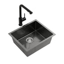 Cefito Stainless Steel Sink 44x44CM With Pull Out Mixer Tap Kitchen Basin Single Bowl Black - RnR Galore
