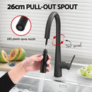 Cefito Stainless Steel Sink 70x45CM With Pull Out Mixer Tap Kitchen Basin Single Bowl Black - RnR Galore