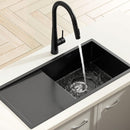 Cefito Stainless Steel Sink 75x45CM With Pull Out Mixer Tap Kitchen Basin Single Bowl Black - RnR Galore