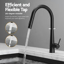 Cefito Stainless Steel Sink 75x45CM With Pull Out Mixer Tap Kitchen Basin Single Bowl Black - RnR Galore