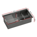 Cefito Stainless Steel Sink 81x45CM With Pull Out Mixer Tap Kitchen Basin Single Bowl Black - RnR Galore