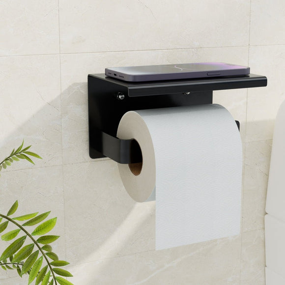 Cefito Toilet Paper Roll Holder w/ Storage Shelf - RnR Galore
