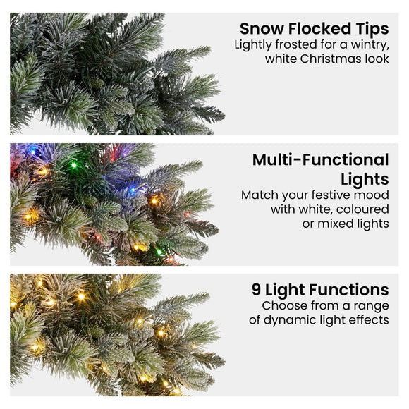 Christabelle 61cm Christmas Wreath Snowy Stamford Spruce with Coloured LED Lights Front Door Decoration Ornament - RnR Galore
