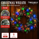 Christabelle 76cm Christmas Wreath Snowy Stamford Spruce with LED Lights Front Door Decoration Ornament - RnR Galore