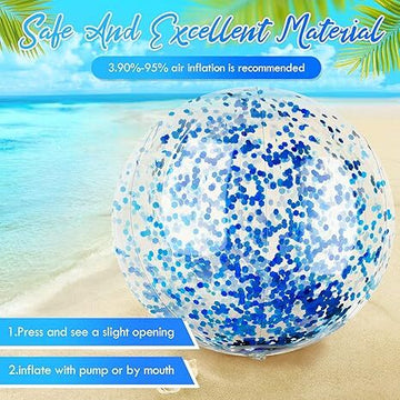 Christmas 10 Pcs Inflateable Sequin Glitter Beach Balls, 24 Inch and 16 Inch Jumbo Pool Confetti Glitter Balls, Swimming Pool Beach Toys for Summer Favor Decorations - RnR Galore