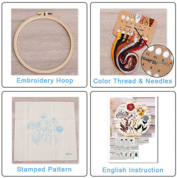 Christmas Embroidery DIY Kit with 20CM Faux Bamboo Hoop - Nordic Style Cross Stitch Material Pack (Style 2) - RnR Galore