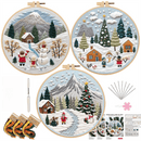Christmas Embroidery DIY Kit with 20CM Faux Bamboo Hoop - Nordic Style Cross Stitch Material Pack (Style 3) - RnR Galore