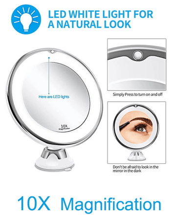 Christmas gift 10X Magnifying Suction Cup LED Makeup Mirror: Flawless Vanity Mirror with Natural Light for Precise Grooming - RnR Galore