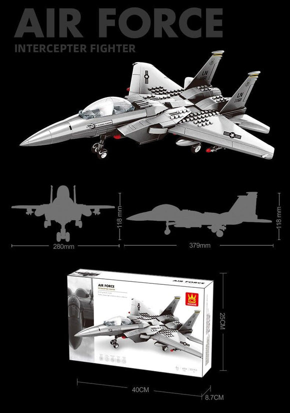 Christmas gift F - 15 Eagle Fighter Jet Building Blocks Set, 223 Pieces Military Aircraft Model Kit for Kids & Enthusiasts（F15 fighter） - RnR Galore