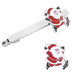 Christmas Tie Clip 2 pcs, Stylish Santa Tie Clip, Compatible with Christmas Wedding Winter Accessories, Bar Buckle Tie Clip - RnR Galore