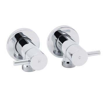 Chrome Round Wall Mounted 1/4 Turn Hot Cold Tap Pair Set For Washing Machine - RnR Galore