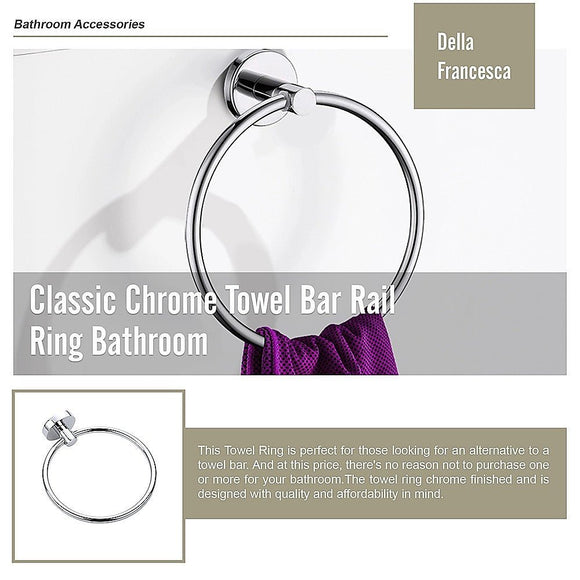 Classic Chrome Towel Bar Rail Ring Bathroom - RnR Galore