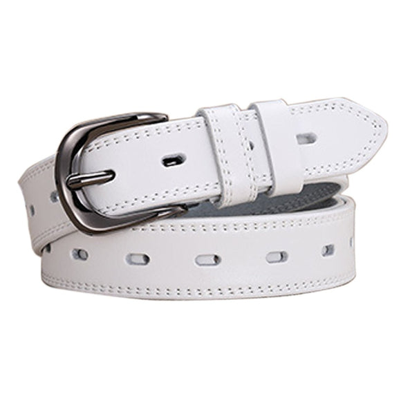 Classic Leather Belts for Women, Joyreap Genuine Leather Womens Belts Alloy Pin Buckle (White) - RnR Galore