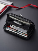 Coffee Classic Long Zipper Wallet Clutch - Large Capacity PU Leather Phone & Card Holder with Wrist Strap - RnR Galore