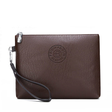 Coffee Classic Men's PU Leather Clutch Bag - Slim Business Wristlet & Travel Pouch - RnR Galore