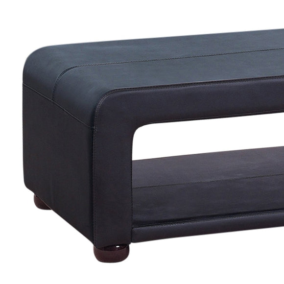 Coffee Table Upholstered PU Leather in Black Colour with open storage - RnR Galore