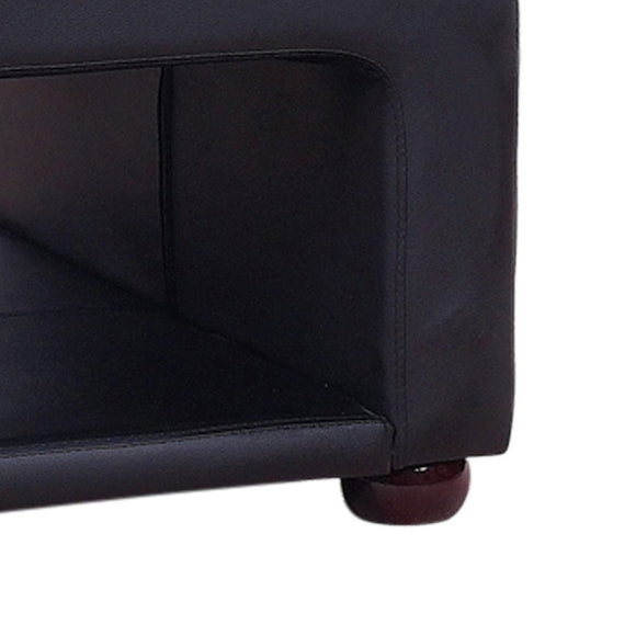 Coffee Table Upholstered PU Leather in Black Colour with open storage - RnR Galore