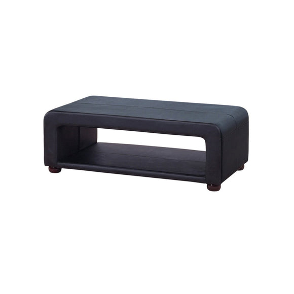 Coffee Table Upholstered PU Leather in Black Colour with open storage - RnR Galore