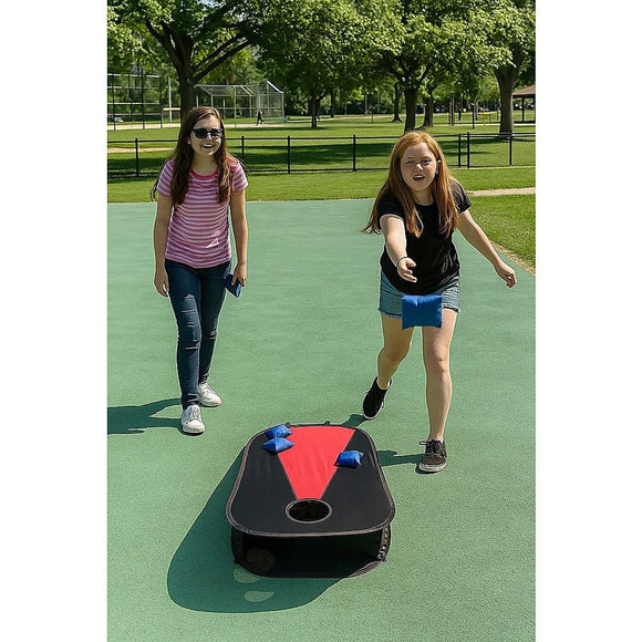 Collapsible Portable Corn Hole Boards With 8 Cornhole Bean Bags, Carry Case - RnR Galore