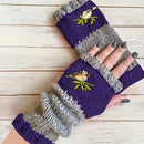 Color - Block Bird Embroidered Fingerless Knit Gloves – Warm, Flexible, Perfect for Daily Autumn/Winter Use, 8.5×22cm Stylish Practical Commute Hand - Warming Essential(dark red) - RnR Galore