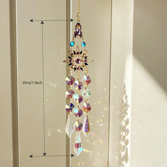 Colorful Dazzling Celestial Crystal Suncatcher - Star Shape Rainbow Maker Window Hanging Ornament - RnR Galore
