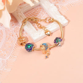 Colorful Leaf Moon Star Pendant Versatile Gold Bracelet(17cm) - RnR Galore