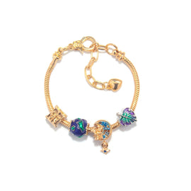 Colorful Leaf Moon Star Pendant Versatile Gold Bracelet(18cm) - RnR Galore